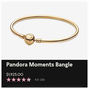 Pandora 14k Moments bangle bracelet size L Guaranteed authentic